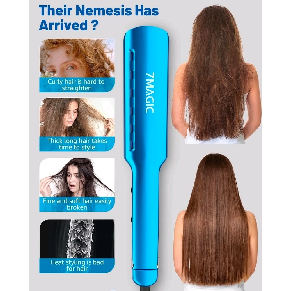 7Magic 1.7 Nano Titanium Wide Flat Iron Hair Straightener (OPENED BOX)